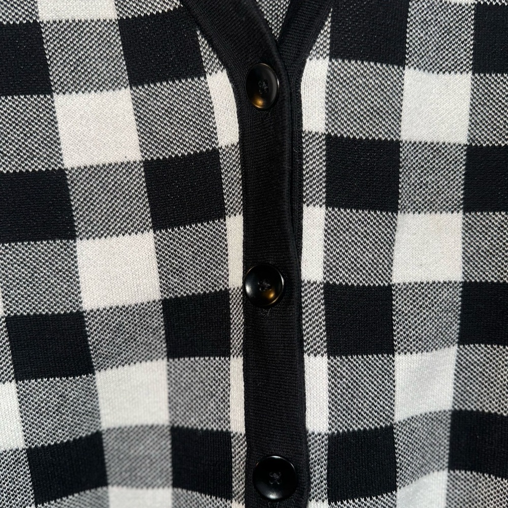 Talbots Black and White Checkered Women's Sweater Cardigan‎ Size 2x - Picture 4 of 5